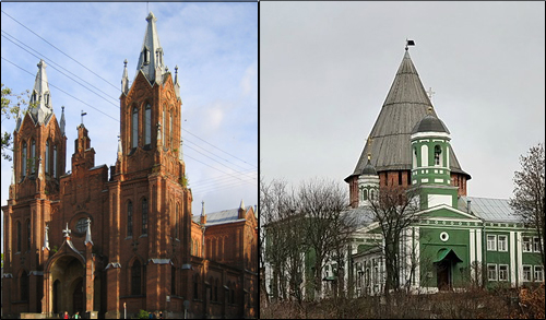 Церковь Покрова Пресвятой Богородицы и костел. Смоленск.